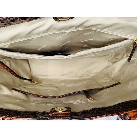 NWT Brahmin Brooke Pecan Pipa Greeting Massachusetts Large Tote Woody New w/ Tag - Picture 14 of 16